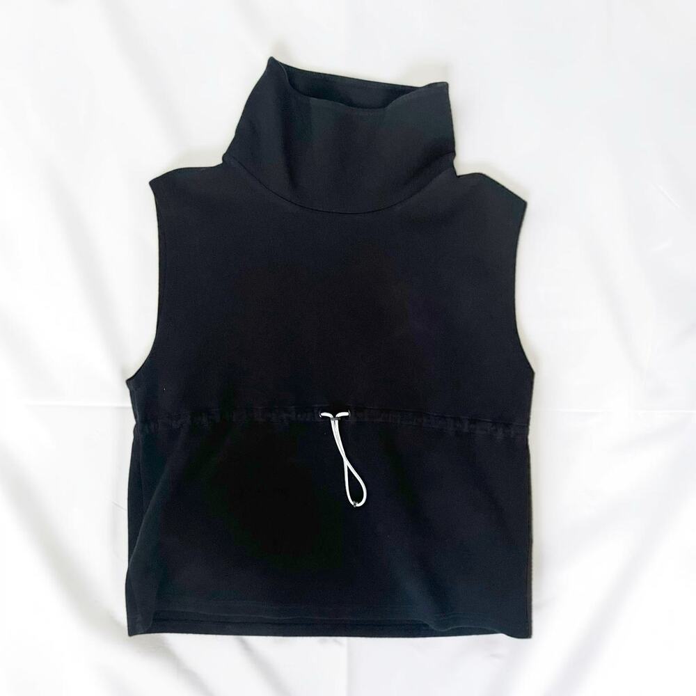 Varley Sleeveless Funnel Neck Top Black Cinch Waist Size Medium Athleisure